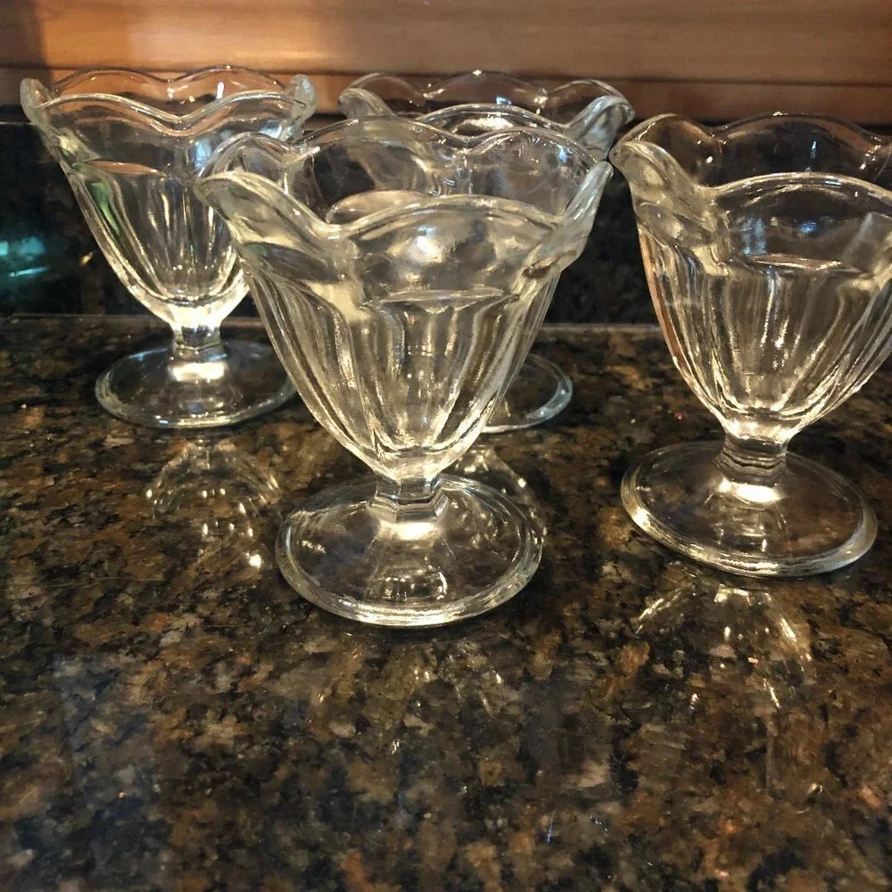 Four Vintage Sherbet Glasses 4 inch tall